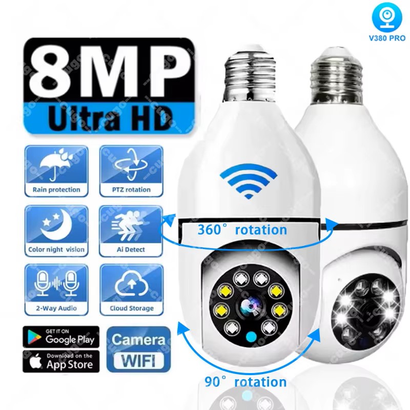 8mp e27 lâmpada câmera de vigi - Baby Products Video avaliação e preço